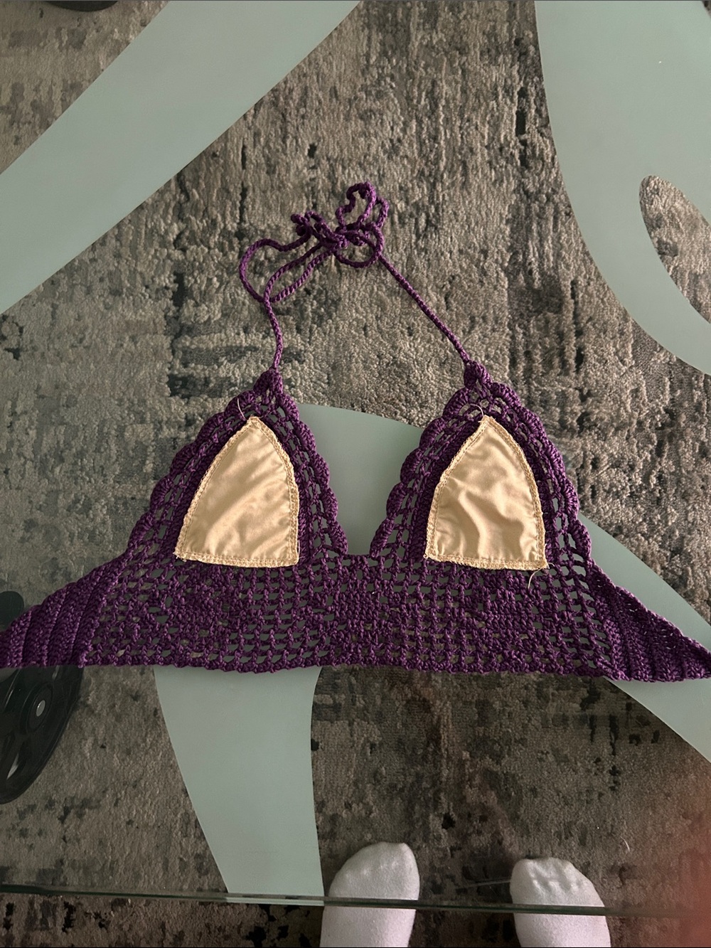 Handcrafted Purple Crochet Halter Bralette Top - Women Tops - Picture 4 of 9